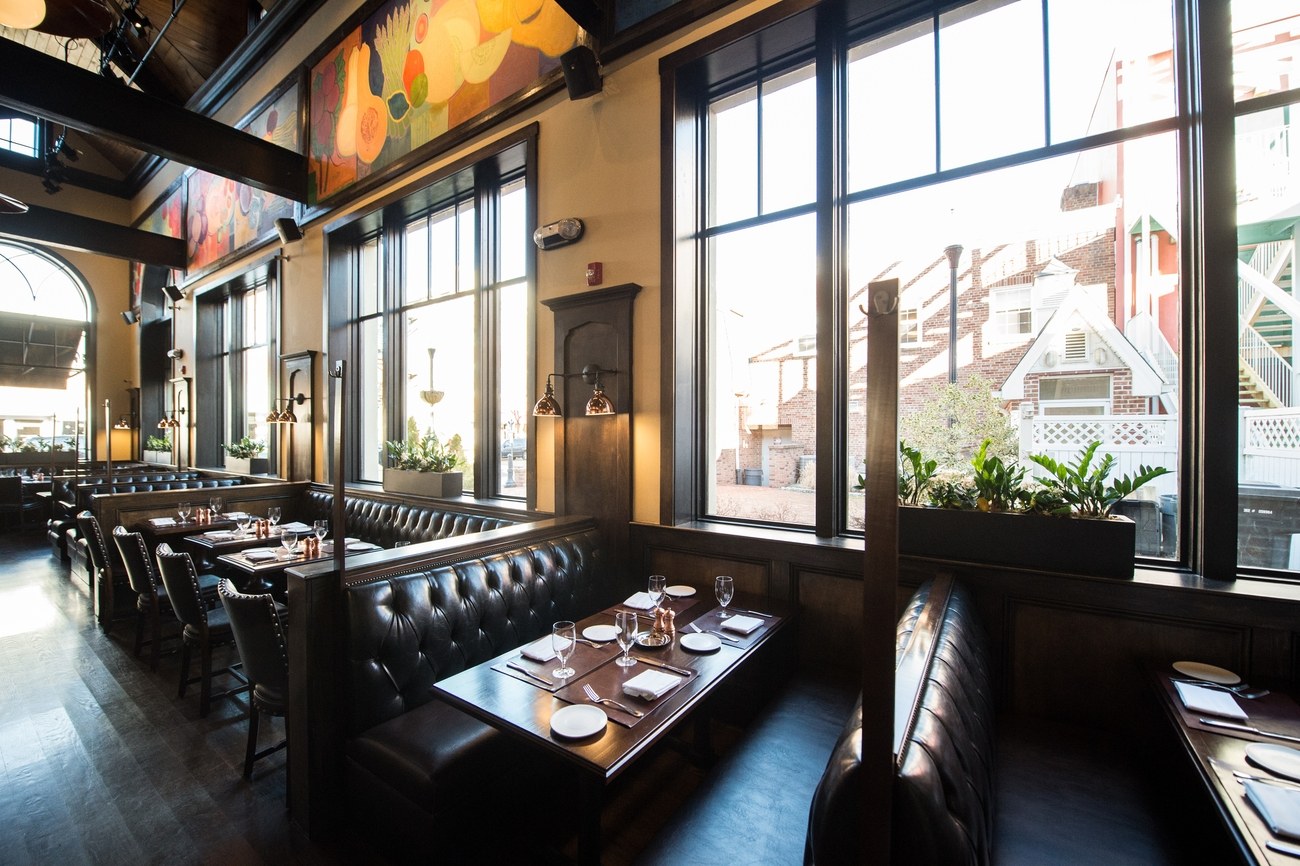 Sunlit dining room at Addams Tavern in downtown Westfield
